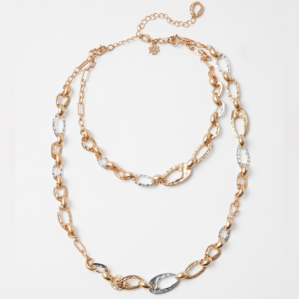 WHBM MIXED METAL DISCS CONVERTIBLE NECKLACE